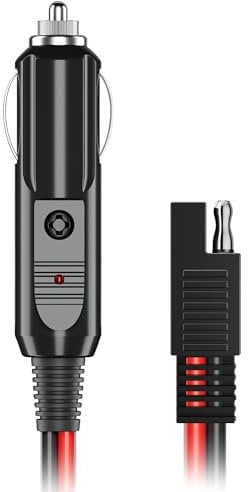 PowerGpt 12V Male Cigarette Lighter Plug to Battery Alligator Clips 16AWG Car Charger Cable for Jackery/BLUETTI/Anker/GRECELL/EF ECOFLOW/EBL/VTOMAN and More Portable Power Stations with Car Socket