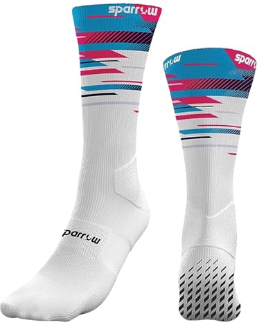 sparrow calze con grip antiscivolo multisport Design Italiano Perfetto equilibrio tra eleganza e prestazioni per Calcio,Padel,Running,Tennis,Basket (L (43-46), Multicolor T-Sprint)