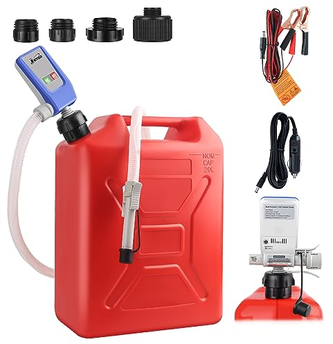 Nitigo 12v Pompa di Trasferimento del Carburante con Sensore di Arresto Automatico (3,2GPM), Pompa Travaso Gasolio Elettrica con Adattatore di 4 Dimensioni (Diametro bocca di aspirazione 32mm)