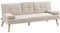 HOMCOM Schlafsofa, 3-Sitzer-Schlafcouch mit Klappbarem Tisch, Becherhalter, Bettsofa mit Leinenoptik, im Skandi-Design, bis 250 kg Belastbar, für Wohzimmer, Beige