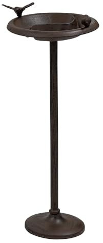 Woodside Cast Iron Garden Birth Bath, Decorative Feeding Seed Feeder Tray, Outdoor Water Bowl Dish