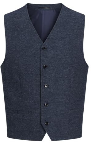 JACK&JONES Jprwinter Twill Waistcoat Gilet de Costume, Bleu Marine foncé/Coupe : Coupe ajustée, 46 Homme