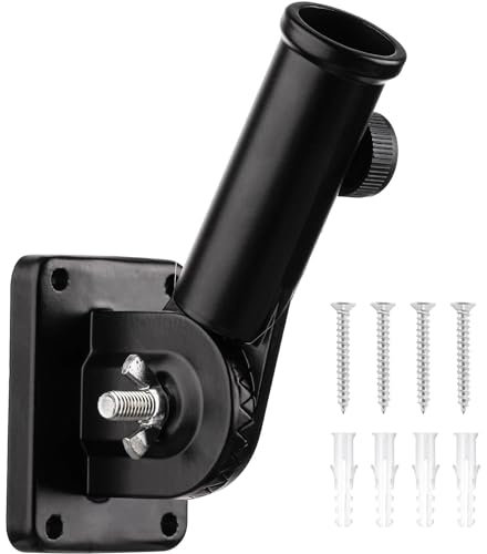 Yitobici Soporte de Montaje para mástil de Bandera, Soporte de mástil Ajustable Blanco, Soporte de mástil con Tornillos (Negro)