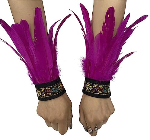 Uposao Ethno-Federarmband - Feder Manschetten Armband Damen Gothic - Unisex Federarmband für Game Party Halloween Kostüm Accessoire Fasching - 2 Count