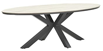 Garden Impressions XL Dining Gartentisch Edison oval hell, Outdoor, Non Wood, Aluminium, wetterfest, oval, 220 x 115 cm