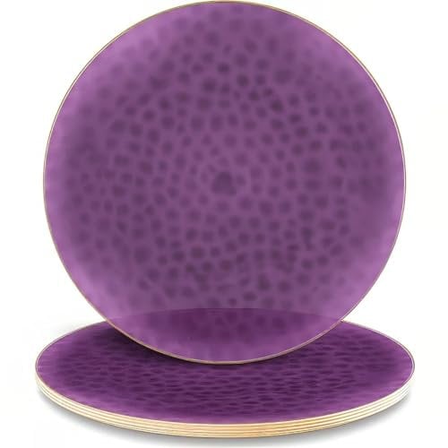 Bluesky Stunning Purple Chargers Hammered Gold Rim Plates - 13 (Pack of 4) - Premium Quality - Perfect for Luxurious Table Setting