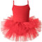 AIEOE Mädchen Ballett Kleider Tutu Turnanzüge Tüll Tanzkleider Kinder Ärmel Rüschen (Schritt Mit Knopf) 4-6 Jahre Rot A