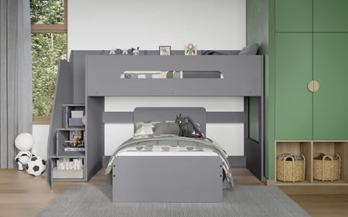 Flair Stepaside L Shaped Bunk Bed - Grey