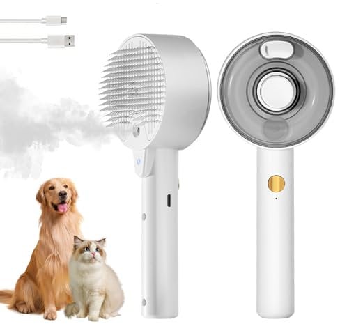Brosse Chat Vapeur 4 en 1 – Brosse Autonettoyante pour Chien et Chat avec Réservoir d’Eau, Brosse de Toilettage à Vapeur pour Poils, Massage et Nettoyage des Animaux de Compagnie
