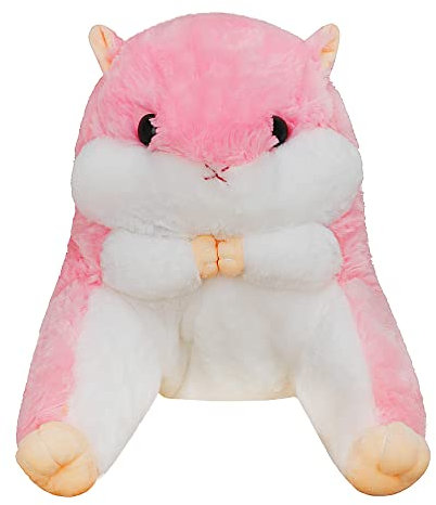 Comfy Plush Hamster Throw Pillow Bed/Sofa/Floor Backrest for Reading Gaming Watching TV Relieve Pain Lumbar Support Cushion Cute Chair Back Waist Pad for Young Women Girls Kids Sleep Relax Gifts