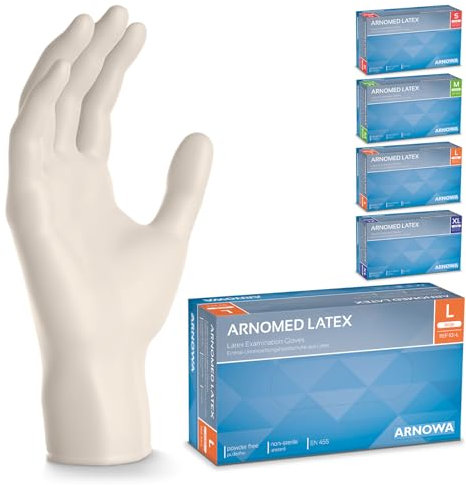 200x ARNOMED® Guanti lattice monouso L Bianco, Guanti monouso senza polvere, Guanti usa e getta resistente, Per meccanico, pulizia casa, alimenti e tattoo XS, S, M, L, XL
