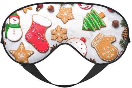 Schlafmaske, Weihnachten Lebkuchenkekse Augenmasken für Schlaf, Schlafmasken für Frauen und Männer, Verdunkelungs-Augenabdeckungen für Reisen/Schlafen