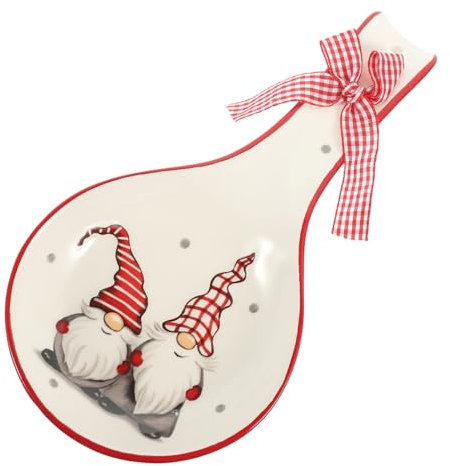 Garneck Christmas Ceramic Spoon Rest - Santa Claus Spoon Holder - Festive Kitchen Utensil Rest Adorable Holiday Spoon Stand for Counter and Stove Top Decor White