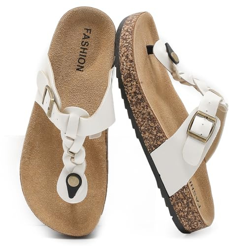 Mujer Casuales Separador Dedos, Chanclas Verano Unisex Plantilla Corcho | Planas Sandalias Flip Flop Hombre Hebilla Ajustable, Antideslizantes Baño Zapatillas Cómodas Casa