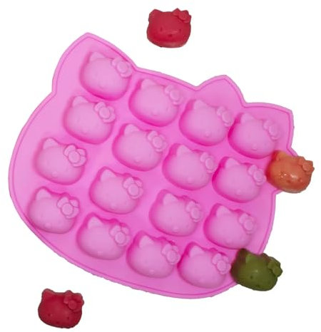 HQR Silikonformen Backen,16 Mulden Pralinenform Silikon Schokoladenformen,Kitty,Eiswürfelform,Silikonform Pralinen,Süßigkeiten-Silikonformen für Die Herstellung von Süßigkeiten Gelee Schokolade