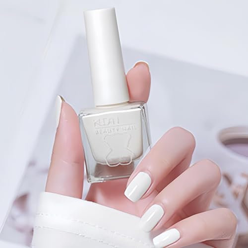 White Nail Polish - Pure White Nail Vanish - Quick Dry Nail Varnish - Long Lasting Chip Resistant Natural Air Dry No Need UV DIY Manicure Nail Art - All Year Suitable Color