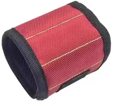 Tool Boxes Organiser for Holding Screws Tool Kit Belt Household Strong Magnets Adsorbent Nails Drilling Bits Wrist Men Gadgets Bag(3 Rows-Red)