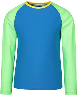 Mountain Warehouse Kids Rash Vest - UV Protection Rash Guard, Long Sleeves Childrens Rash Shirt, Flat Seams, Quick Drying, Stretch Fabric - Ideal for Swimming, Cobalt Kids Size 9-10 Years