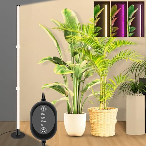 Piashow Pflanzenlampe LED Vollspektrum mit 3 Beleuchtungsmodi, 243 LEDs Pflanzenlampe mit Zeitschaltuhr 6/9/12 Std, Hängend Stehend Grow Lampe für Zimmerpflanzen, Höhe: 120 cm