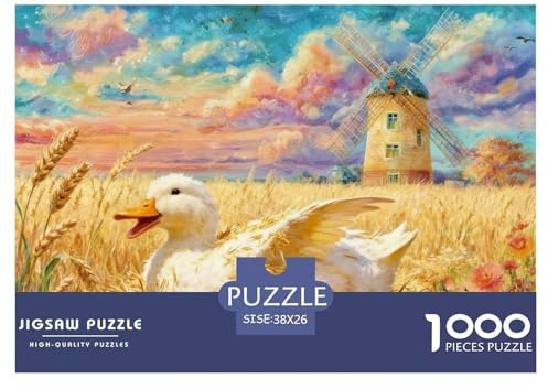 1000 Teile Ente Puzzle – Für Erwachsene Und Kinder, Familienfreundlicher Denkspaß, Windmühle Weizenhalme Puzzles, Dekoration, Einzigartiges Geschenk 38x26cm/1000pcs