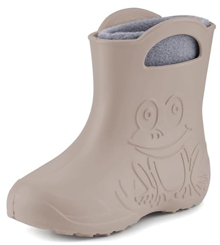 Ladeheid EVA Kinder Jungen Mädchen Gummistiefel Regenschuhe gefüttert LA-CA-03 Hellbeige, 26/27 EU