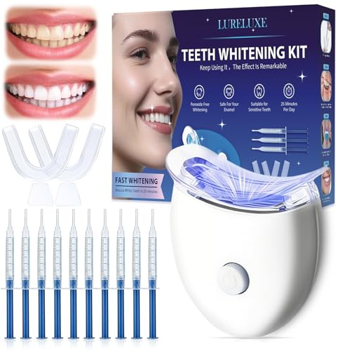 Kit de blanchiment dentaire Professionnel,10 Pcs Gel de Blanchiment des Dents,2 Plateau Dent,pour un blanchiment Rapide et Efficace,Facile à Utiliser,Aide à Atténuer les Taches