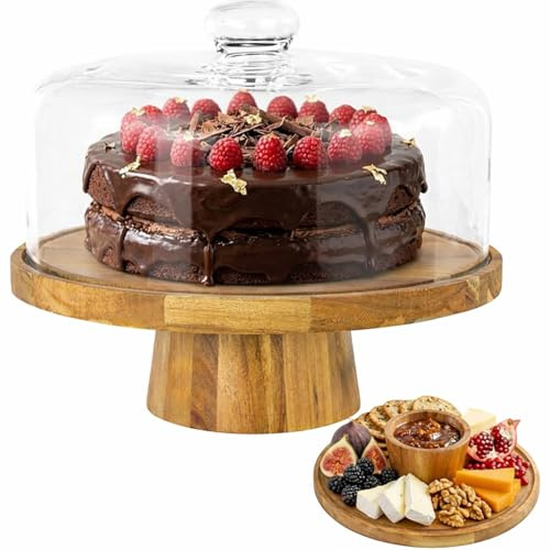 Ruikcoll tortenplatte mit deckel,tortenplatte mit fuß,kuchenplatte,tortenständer,Zwei-in-Eins-Dessert-Präsentationsset,Geeignet für Küche,Familie, Bäckereien, Partys und Hochzeiten,30.5cm
