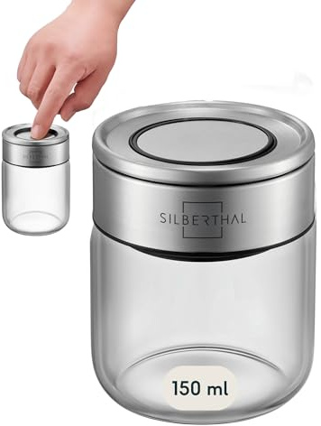 SILBERTHAL Gewürzglas Rund 150 ml - mit Klickdeckel stapelbar | Vorratsglas mottensicher für luftdichte & auslaufsichere Aufbewahrung in der Küche