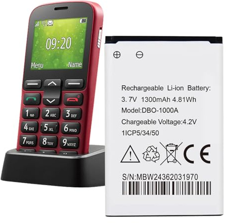 DBO-1000A Replacement Battery for Doro Phones,1300mAh High Capacity Battery Compatible with Doro 1370, 2404, 5860, 6820, 6060, 6880 & More