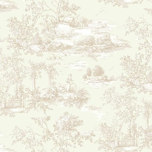 Toduso Peel and Stick Wallpaper Vintage Beige and Cream Neutral Wallpaper Tree Removable Self-Adhesive Waterproof Contact Paper for Bedroom Living Room Cabinets Decoration Thicken Vinyl 17.3''x196.8''