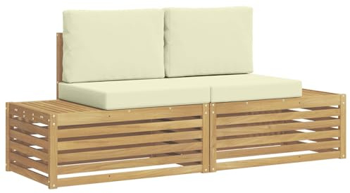 vidaXL Outdoor-Sofagarnitur Weiß 182,5 x 63 x 73 cm Polyester, Gemütliches Outdoor-Sofa, modernes Garten-Set, langlebige Lounge, entspannende Terrasse Sitzgelegenheit