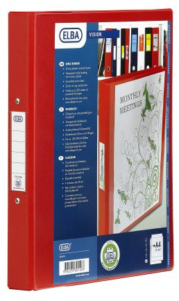 Elba 25mm A4 Bantex Vision 2-ring Binder - Red