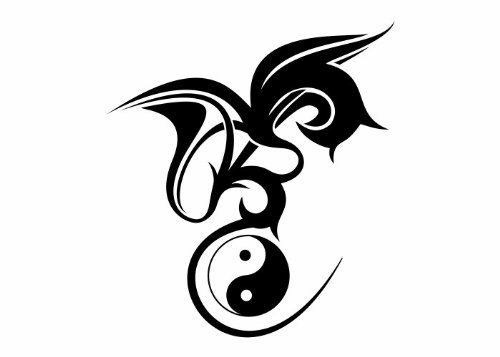 Wandtattooladen Wandtattoo - Yin Yang mit Drache Größe:30x32cm Farbe: Schablone