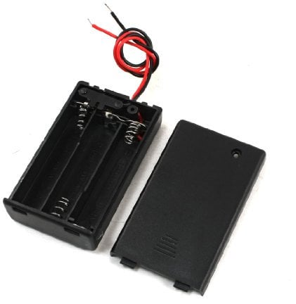 sourcing map 2Pcs ON/OFF Switch Two Leads Battery Holder for 3 x 1.5V AAA Batteries