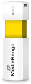 MediaRange USB 2.0 Speicherstick 16GB - Color Edition, Mini USB Flash-Laufwerk mit Schiebemechanismus, Externe Speichererweiterung mit Lesegeschwindigkeit von bis zu 12 MB/s, Farbe Gelb