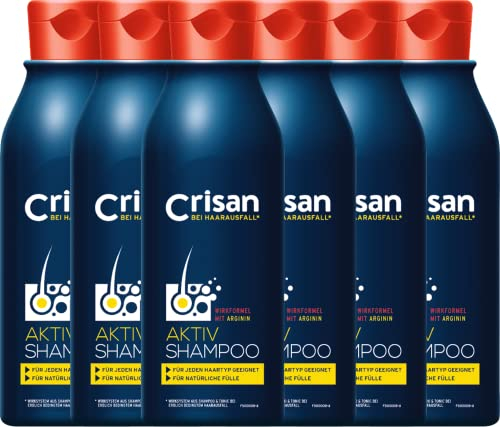 Crisan Aktiv-Shampoo gegen Haarausfall – Pflegeshampoo zur täglichen Anwendung für natürliche Haarfülle – 6er Pack (6 x 250 ml)