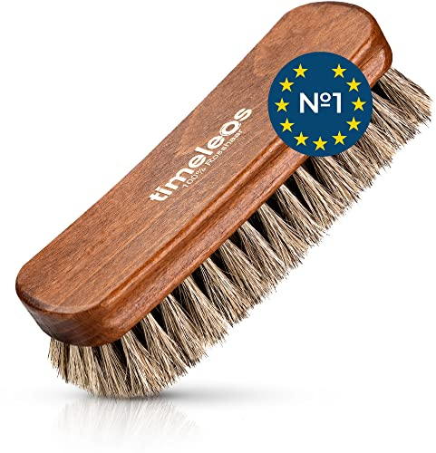 TIMELEOS Schuhbürste aus Rosshaar für optimale Schuhpflege | Rosshaarbürste | Glanzbürste | Schuhputzzeug | Schuhpolierbürste | Schuhe | Herren Hell (Pack of 1, Bright)
