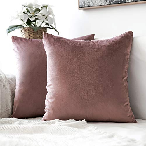 MIULEE 2er Set Samt Kissenbezüge Kissenhülle Kissenbezug Sofakissen Dekorative Dekokissen Couchkissen Zierkissen mit Verstecktem Reißverschluss für Sofa Schlafzimmer 60x60 cm Marmelade