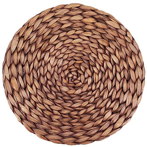 Decorasian Platzset aus Seegras - Wasserhyazinthe, 8er Set Tischset abwischbar 35cm Tischuntersetzer rund, braun gewaschen
