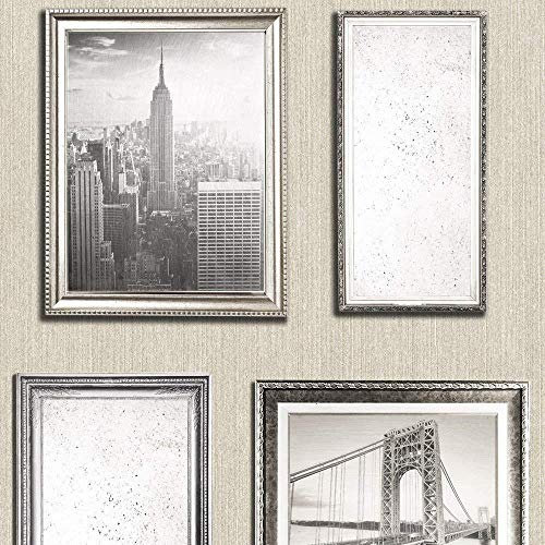 New York City Photo Frame Wallpaper Pearl Antique Gold Embossed Glitter Vintage Textured Ultraweight Vinyl from YöL
