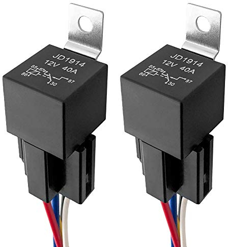 QWORK® 2 PCS 5 Pin 12V 40A Car Relay Heavy Duty Relay Kits with Socket and Wires Harness for Car