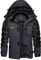 KEFITEVD Übergangsjacke Herren Winter Warme Wanderjacke Wasserdicht Outdoor Jacke Jagdjacke Viele Taschen Herrenjacke mit Kapuze Trekkingjacke Grau-Schwarz M