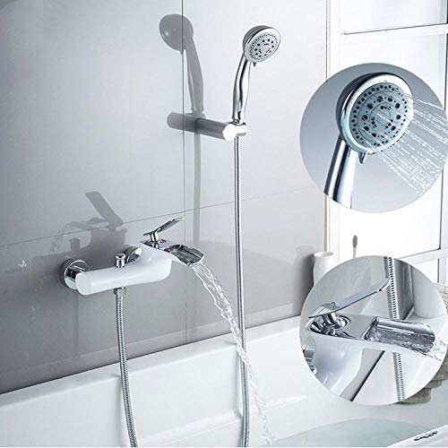Huin Cascade Baignoire Robinets De Douche Salle De Bains Douche Mitigeur Mitigeur Mitigeur De Douche Mural-Version blanche