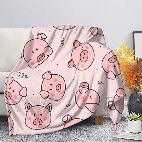 SEANATIVE Rosa Überwurfdecke Niedlich Cartoon Schweinchen Flanell Decke Warme Plüsch für Couch/Sofa/Auto/Büro Lesen TV-2XL