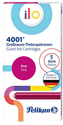 Pelikan Großraum-Tintenpatrone 4001 ilo, Schreibfarbe pink, Tinte für Füller, 5 Patronen