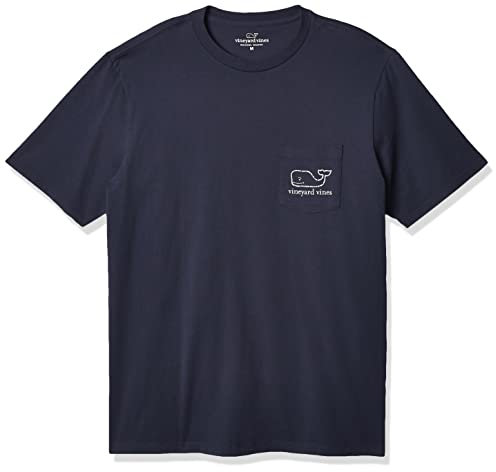 Vineyard Vines Mens Long-Sleeve Vintage Whale Pocket Tee, Blue Blazer, XL