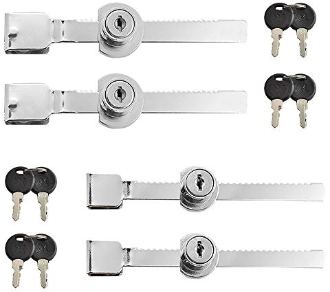Sliding Glass Cabinet Lock, 4 Pieces Sliding Door Ratchet Lock, Glass Cabinet Lock, Punch Free, for Display Cabinet (The Key is Not Universal)