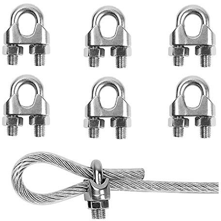 TERF 6 Pcs Wire Rope Clip Clamps M10 for 10mm (3/8) Rope and Cable Grip Galvanized Steel U Bolt Saddle Fastener for Rigging and Tension Wire