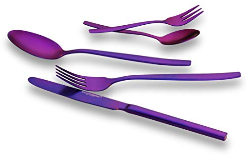 ECHTWERK Tafelbesteck Positano - Purple Edition, 30-teilig, für 6 Personen, Edelstahl 18/10 - mattiert, EW-BS-3005L