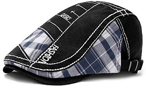 PORSYOND Schirmmütze Kappe aus Baumwolle Unisex Mütze Stickerei Damen Herren Schiebermütze Sportmütze Newsboy Flatcap Berett Cap Cabbie Cap (3-Schwarz)
